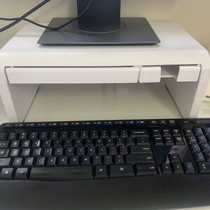 White Monitor Stand with Drawer & Phone Stand